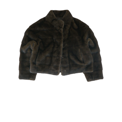 Brown Solid Fur Jacket