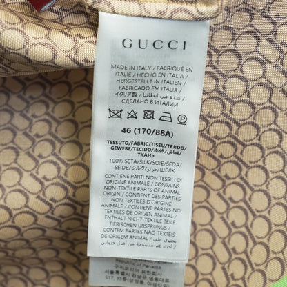 Tan All-Over Print Logo Silk Bowling Shirt
