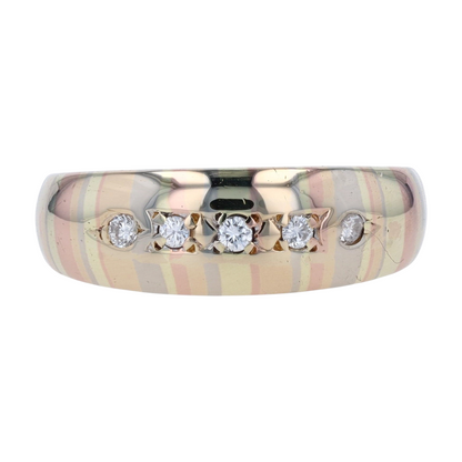 14K Tri-Tone Gold Band
