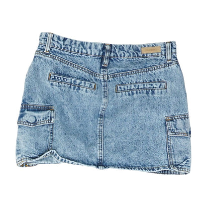 Blue Solid Mini Skirt