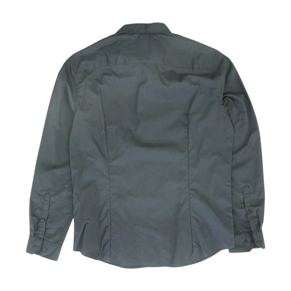 Black Solid Long Sleeve Button Down
