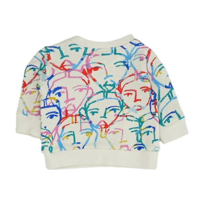 Beige Graphic Pullover Sweater