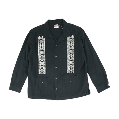 Black Solid Long Sleeve Button Down