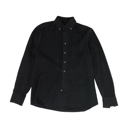 Black Solid Long Sleeve Button Down