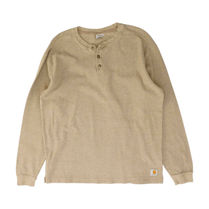 Tan Solid Henley T-Shirt