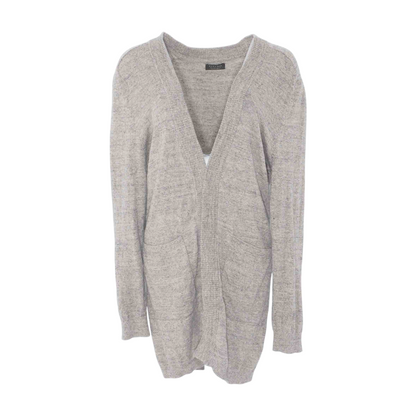 Beige Solid Cardigan Sweater
