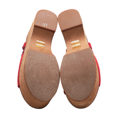Red Wedged Sandals