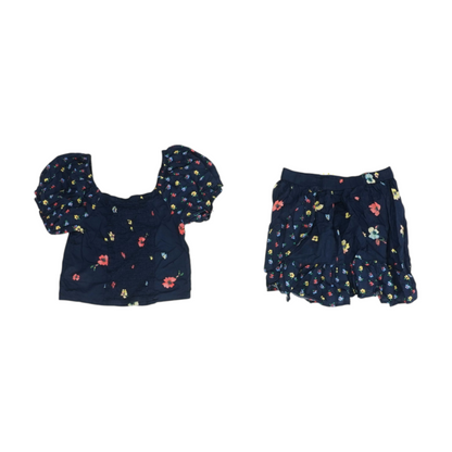Navy Floral Short Sleeve Set
