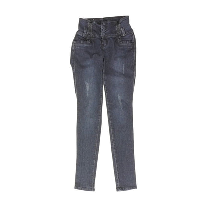 Navy Solid High Rise Skinny Leg Jeans
