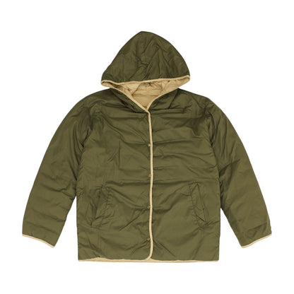 Green Solid Reversible Puffer Jacket