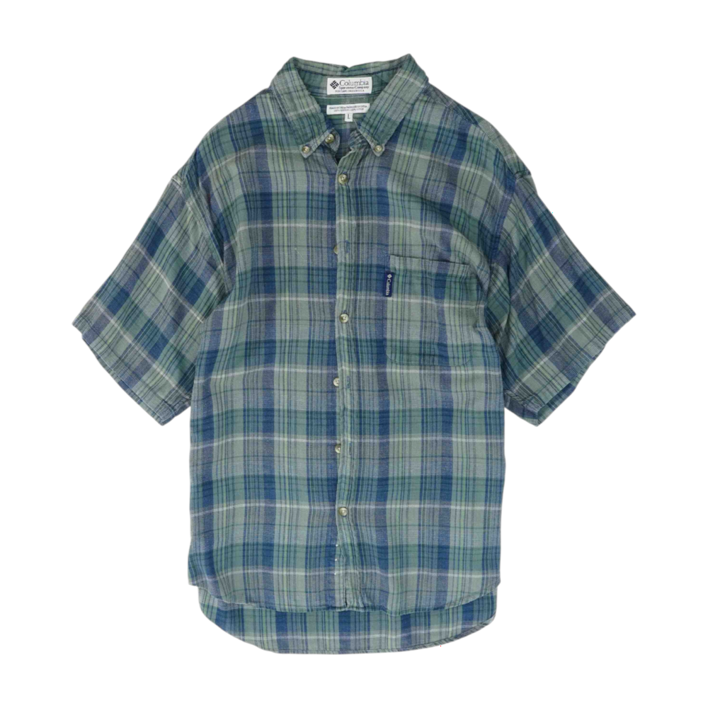 Green Plaid Short Sleeve Button Down