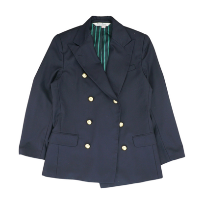 Navy Double Breasted Solid Blazer