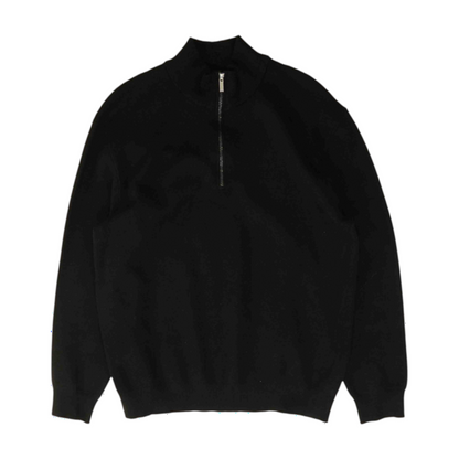 Black Solid 1/4 Zip Sweater