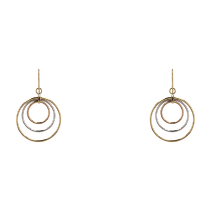 14K Tri-Tone Gold Dangle Earrings