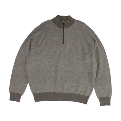 Brown Striped 1/4 Zip Sweater