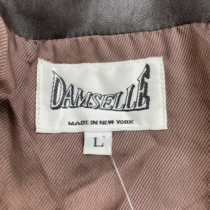 Brown Solid Leather Jacket