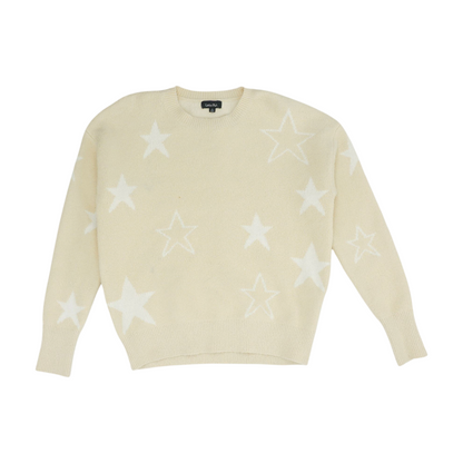 Beige Graphic Pullover Sweater