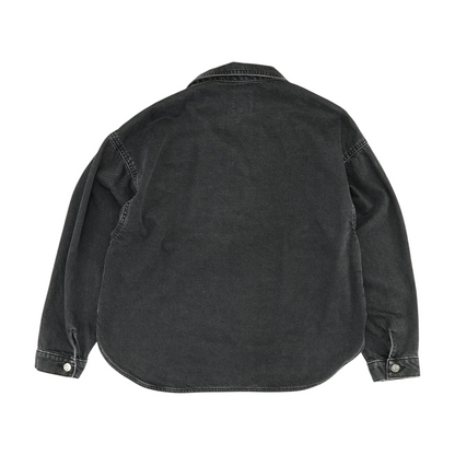 Black Solid Denim Jacket