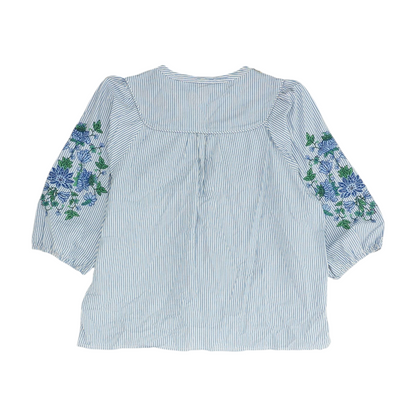 Blue Petite Striped Blouse