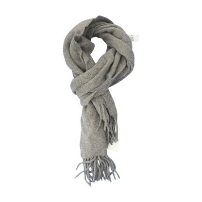 Gray Wool Fringed Scarf