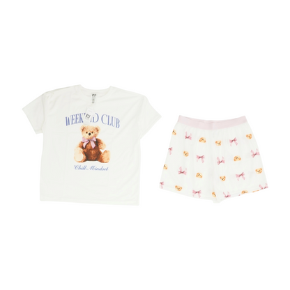 White Graphic Pajama Set