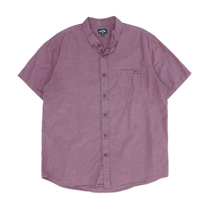 Burgundy Solid Short Sleeve Button Down