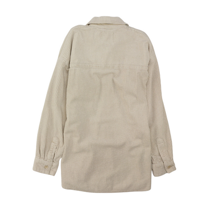Beige Solid Flannel Button Down