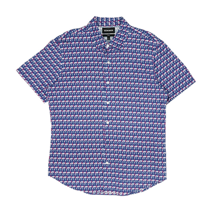 Blue Print Short Sleeve Button Down
