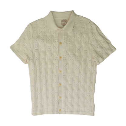 White Solid Short Sleeve Button Down