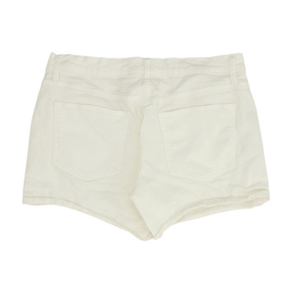 White Solid Denim Shorts