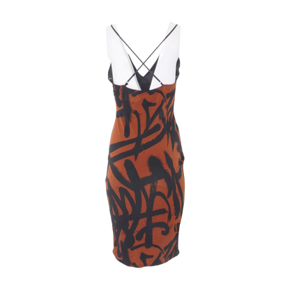 Black Abstract Midi Dress