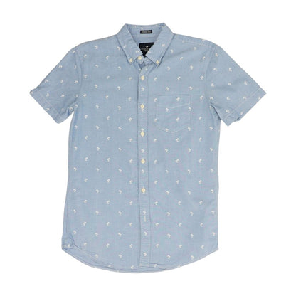 Blue Tropical Short Sleeve Button Down