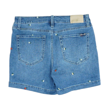 Blue Solid Denim Shorts