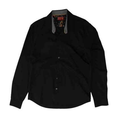 Consequence Black Solid Long Sleeve Button Down – Image 1