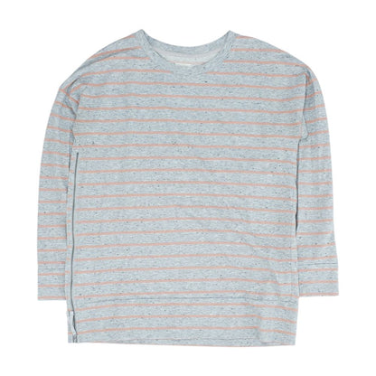 Gray Striped Crewneck Sweater