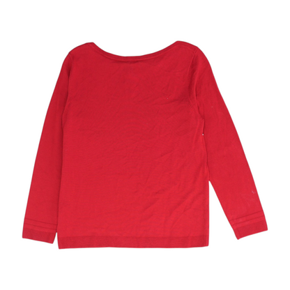 Red Print Pullover Sweater