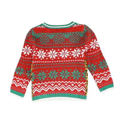 Red Graphic Pullover Sweater