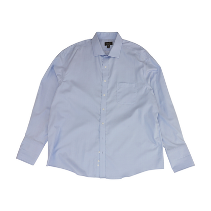 Blue Solid Long Sleeve Button Down
