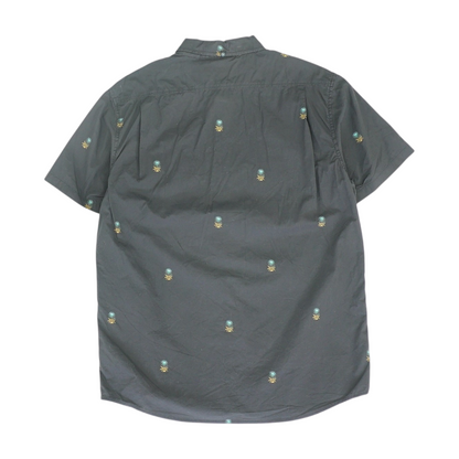 Black Print Short Sleeve Button Down