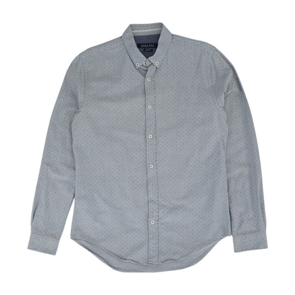 Gray Polka Dot Long Sleeve Button Down