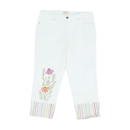 White Solid 5-Pocket Capris