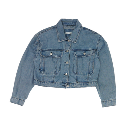 Blue Solid Denim Jacket