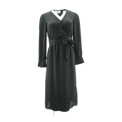 Black Solid Midi Dress