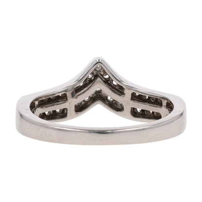 1/2 Ct 14K White Gold Round Diamond V Curved Band