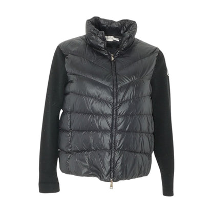 Black Quilted Down & Wool Knit Cardigan Jacket