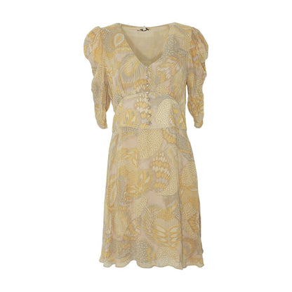 Vintage Beige Graphic Midi Dress