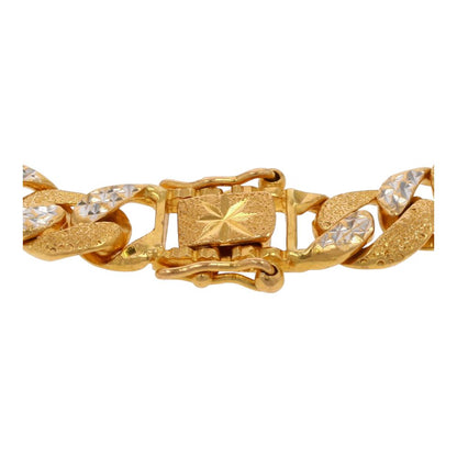 22K Two Tone Gold Cuban Link Bracelet