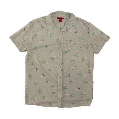 Vintage Gray Graphic Short Sleeve Button Down