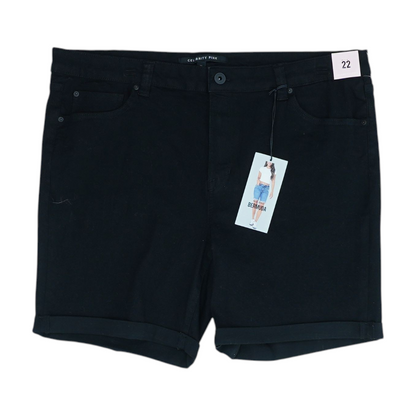 Black Plus Solid Denim Shorts