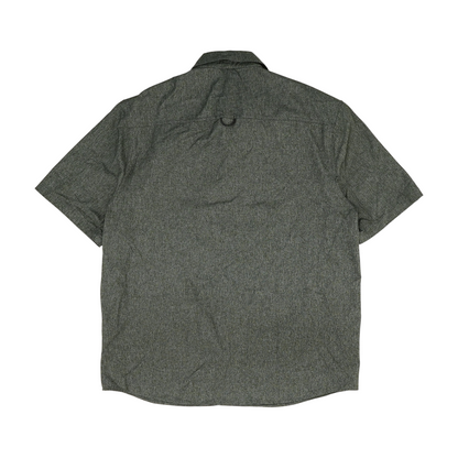 Gray Solid Short Sleeve Button Down